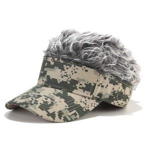 HairHat Light Green Camo Visor with Gray Hair